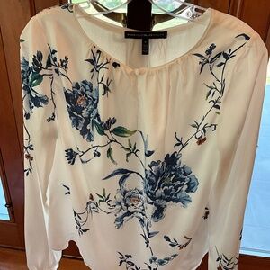 White House Black Market White Floral Blouse